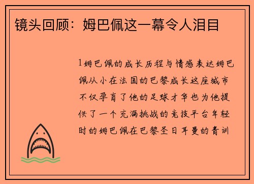 镜头回顾：姆巴佩这一幕令人泪目