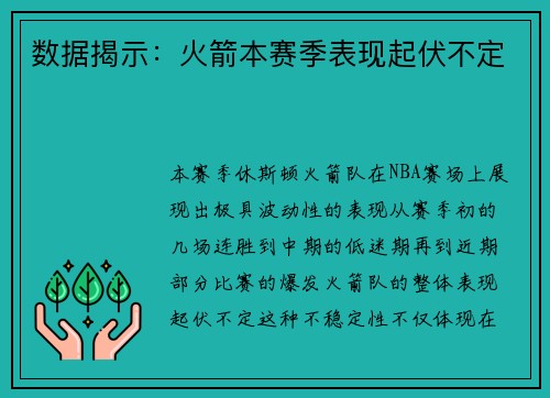 数据揭示：火箭本赛季表现起伏不定